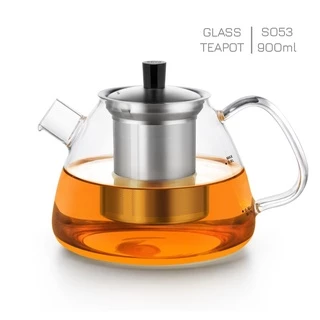 Bình lọc trà thủy tinh lõi inox DZ001 1100mL - Ấm trà thủy tinh chịu nhiệt lõi tháo rời Samahome Shop