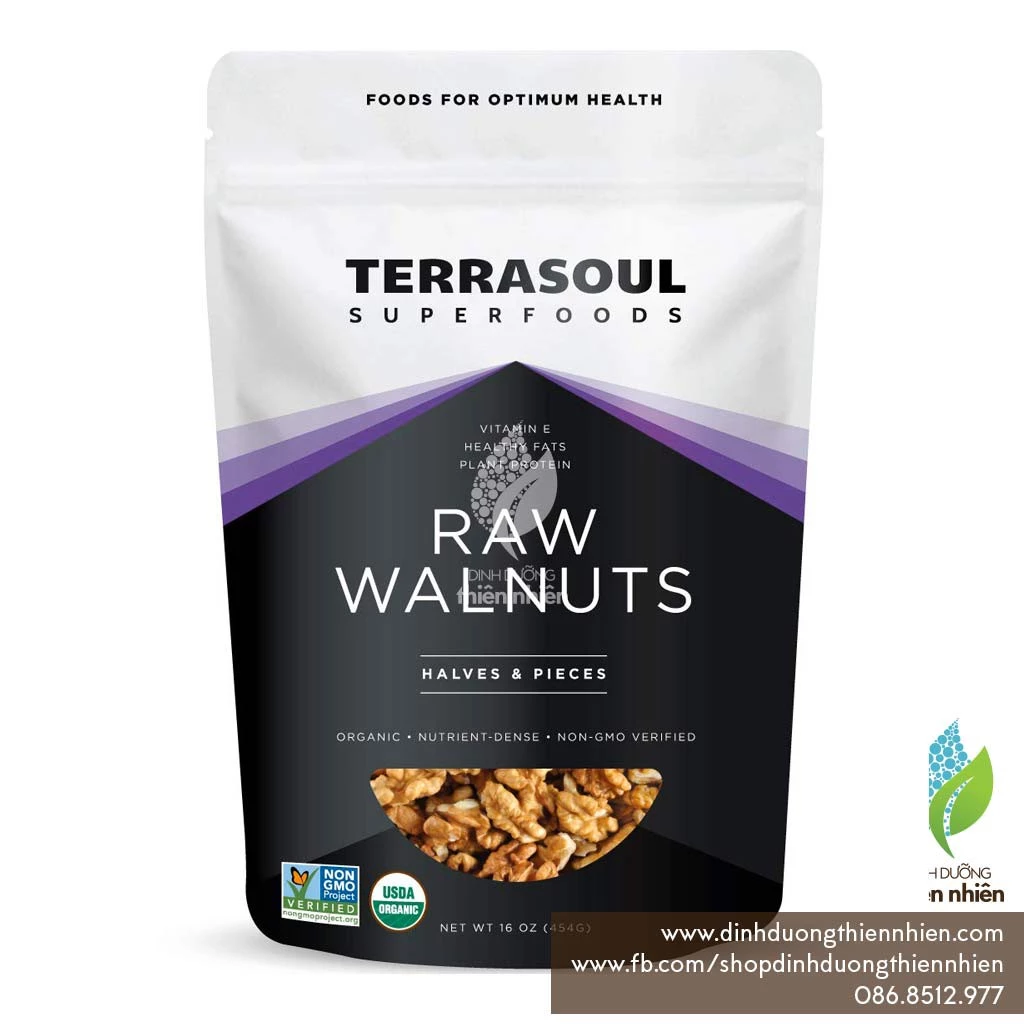 [Gói Nguyên] Hạt Óc Chó Hữu Cơ Terrasoul Superfoods Organic Walnuts, 454g