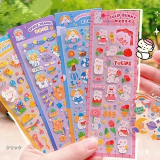 1 Sticker Dán Trang Trí Hình Thỏ / Gấu Hoạt Hình Phong Cách Hàn Quốc