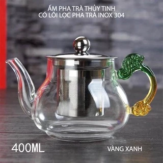 Ấm thủy tinh pha trà với bộ lọc bằng inox 304, dung tích 400ml