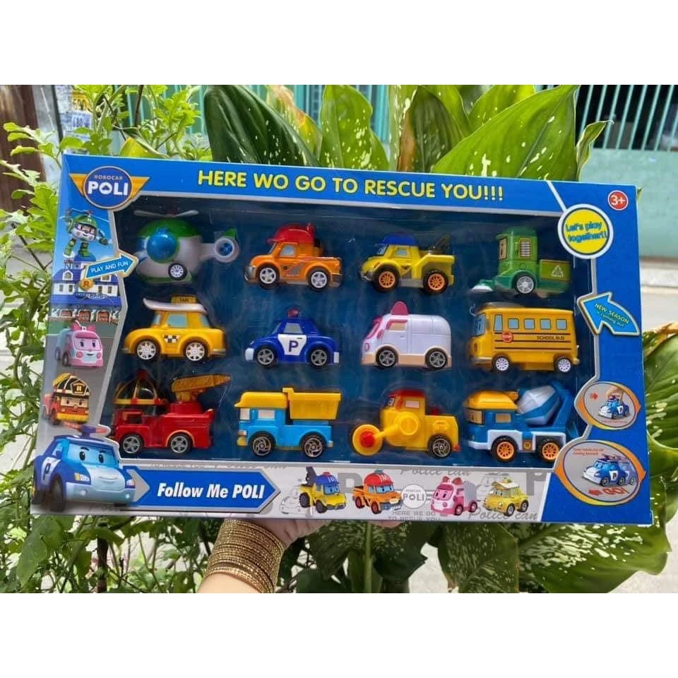 HỘP ĐỒ CHƠI 12 XE Ô TÔ ROBOCAR POLI BIỆT ĐỘI BAY SIÊU ĐẲNG CHO BÉ YÊU [QUÀ TẶNG]