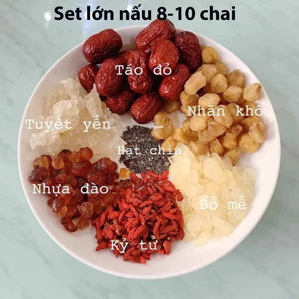 Set lớn nấu 8-10 chai  chè tuyết yến dưỡng nhan