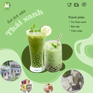 Set trà sữa tự pha thái xanh-thái đỏ(3 món), trân châu đường đen (4 món) - Set trà sữa tự nấu giá rẻ, nhiều topping