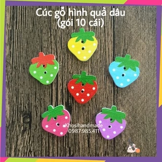 Cúc gỗ trang trí hình quả dâu (Gói 10 cái)