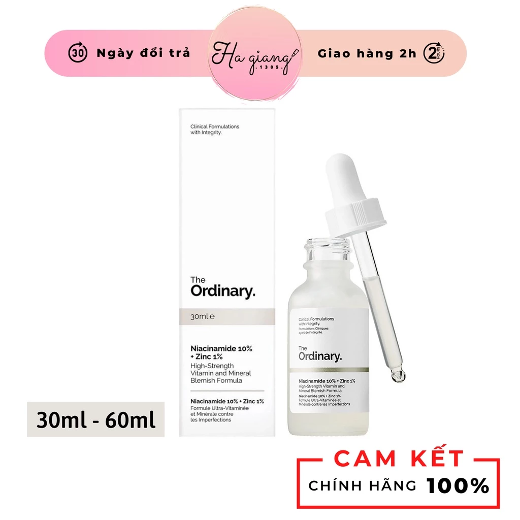 Serum The Ordinary Niacinamide 10% + Zinc 1% Giúp Cân Bằng Bã Nhờn Làm Sáng Da Thu Nhỏ Lỗ Chân Lông
