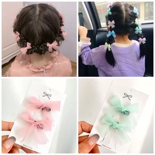 Set 2 chiếc kẹp tóc nhỏ công chúa nhiều màu cho bé gái, phụ kiện tóc tạo kiểu cho trẻ em phong cách Hàn Quốc