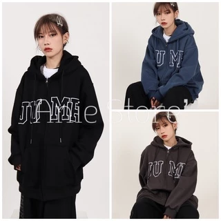 Áo Hoodie Zip Unisex JUMP 🦋 Áo Khoác Nỉ Ngoại Nam Nữ In Chữ 3 Màu 🦋