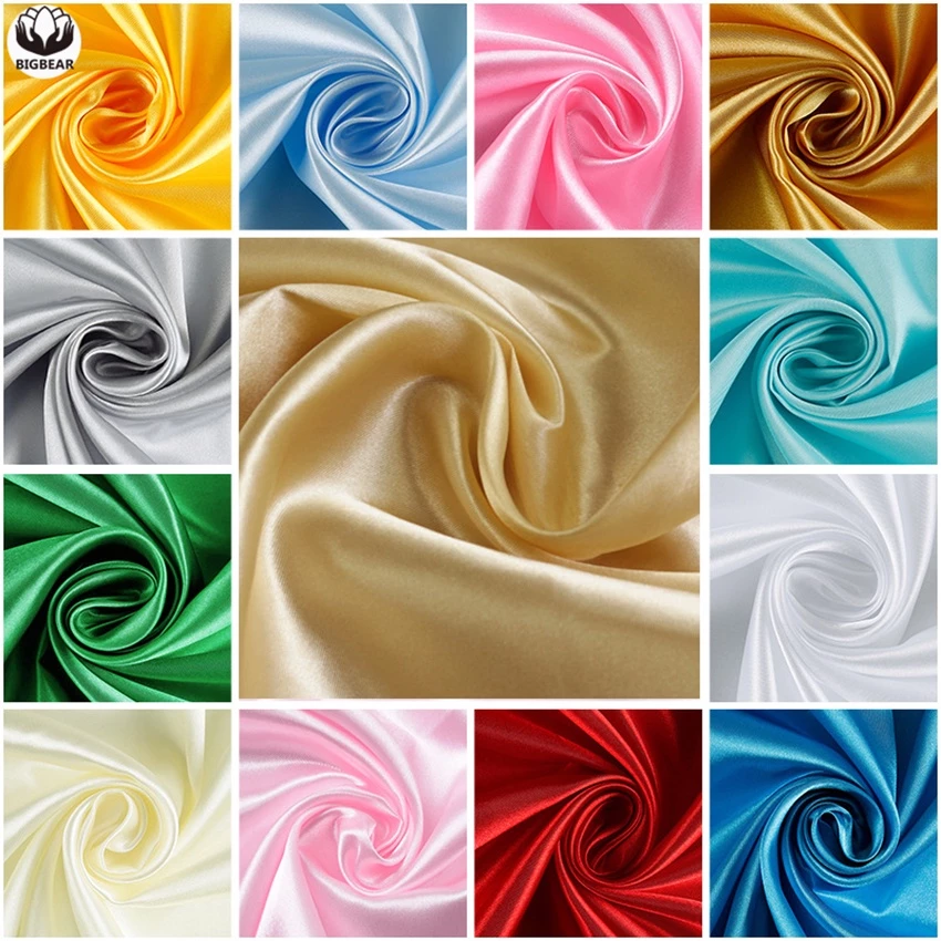 150 * 50cm Vải Satin Vải DIY Quilting Màu Trơn Màn Vải Cho Đám Cưới Váy Cô Dâu Khăn Trải Bàn Quần Áo Rèm