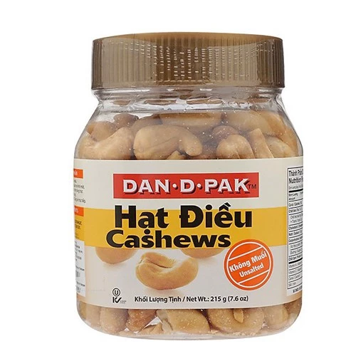 Hạt Điều Không Muối hiệu Dan.D.Pak 215g