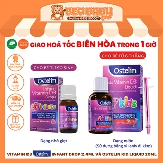 Vitamin D3 Ostelin Infant Drop 2,4ml Và Ostelin Kid Liquid 20ml Cho Bé Từ Sơ Sinh