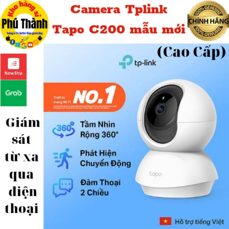 [Mã 99ELHA giảm 7% đơn 300K] Tplink - Camera giám sát kết nối internet cao cấp Tapo C200 Full HD 1080P mẫu mới BH 2 năm