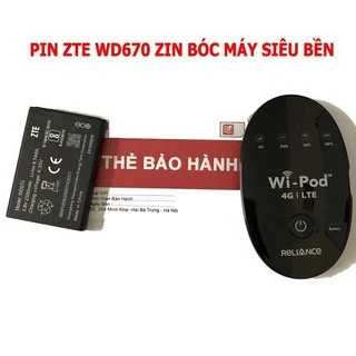 Pin chính hãng ZTE tương thích với các cục phát wifi không dây Model WD670, JAZZ pin gắn trong 2300mah tầm cỡ châu lục