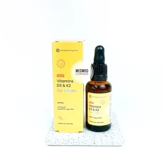 Vitamin D3 & K2 MK7 cho bé Nutrivitality Anh D3K2 D3 K2 D3&K2