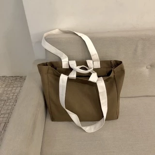 Túi Tote Đeo Chéo Vải Bố Canvas Mộc Unisex Vintage Tadi House Màu Nâu