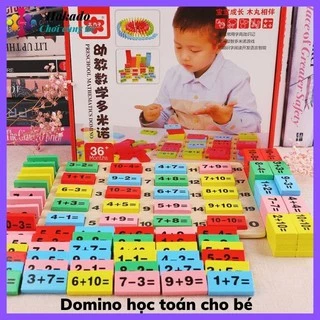 Đồ chơi gỗ Domino toán học 110 chi tiết  giúp bé yêu học toán nhanh hơn