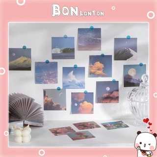 10 Ảnh giấy trang trí mỏng nhỏ poster dán tường 6x6 cm hình decor postcard bưu thiếp tranh giấy treo phòng ngủ bàn học