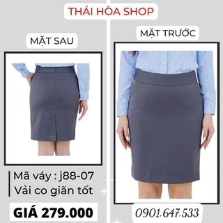 Chân váy bút chì Thái Hoà màu xám chất vải mềm J88