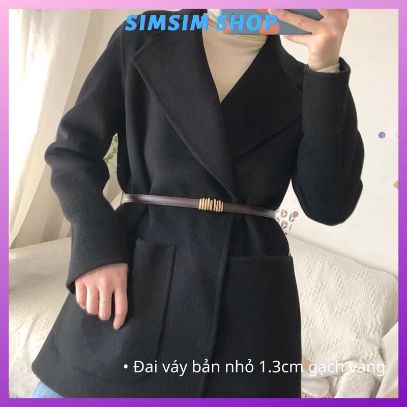 Đai váy bản nhỏ 1.3cm Meo shop nốt nhạc mặt vàng ĐV013 eo nhỏ to - thắt lưng nịt váy áo dạ vest blazer đầm rộng