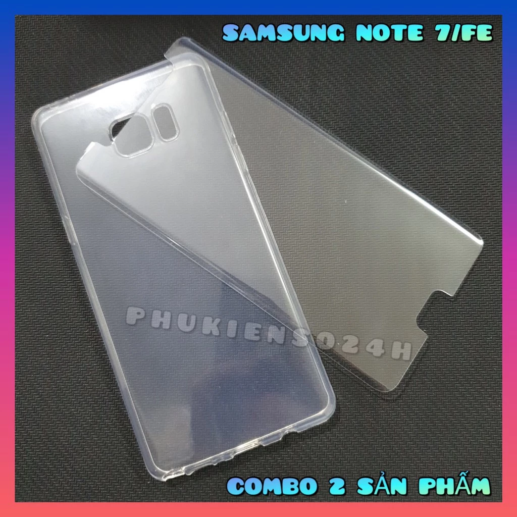 SAMSUNG GALAXY NOTE 7 / NOTE FE _Bộ Ốp Lưng silicon trong suốt A + và Dán Cường Lực UV Note fe