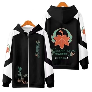 Áo Khoác Hoodie Có Khóa Kéo Dáng Rộng In Họa Tiết 3D Hoạt Hình Genshin Va Chạm Kaedehara Kazuha Nhật Bản Thời Trang Unisex 2022