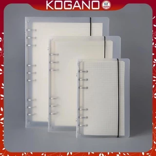 Sổ còng binder KOGANO bìa sổ còng size A5 A6 trắng đục 6 lỗ phụ kiện chia giấy, túi đựng tiện dụng SN-001340