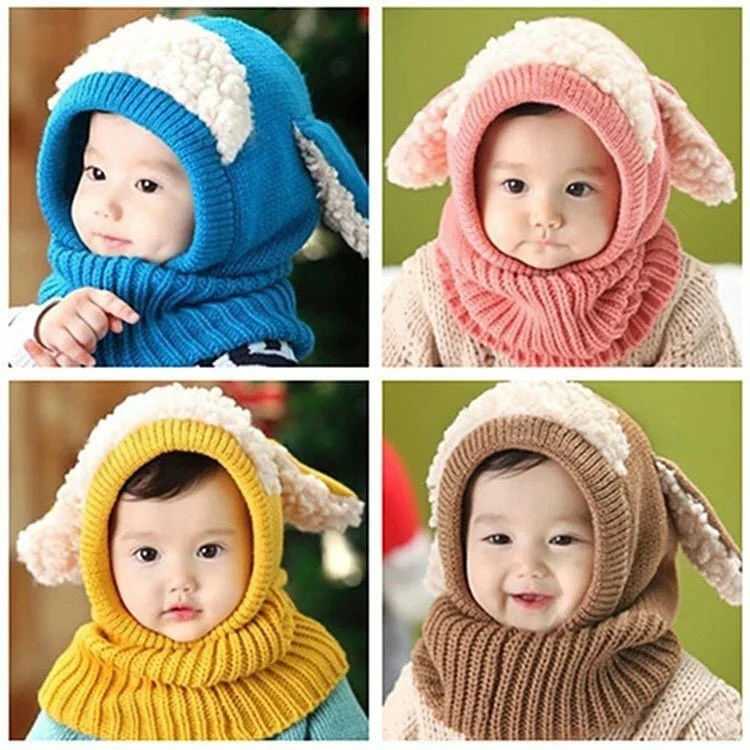 Mũ len tai lông cừu cho bé