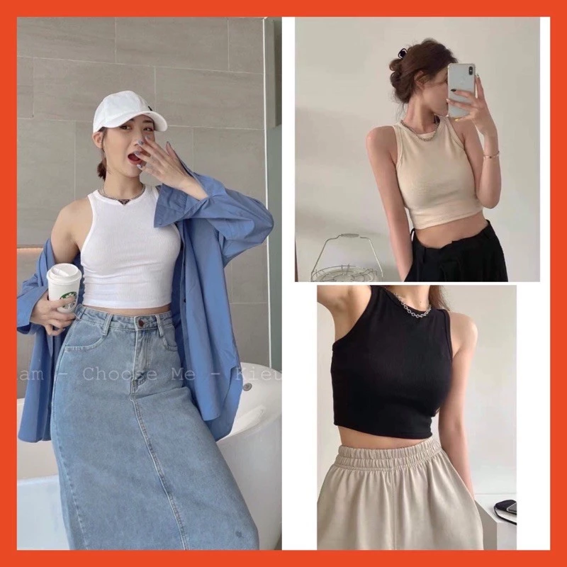 Áo Ba Lỗ Croptop Thun Tăm Nữ [FREESHIP] 🌸 Phông body dáng ôm trơn màu ĐEN | TRẮNG | BE Ulzzang 🌸