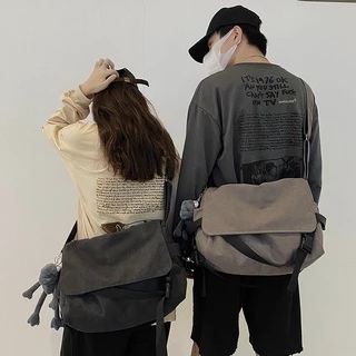 TÚI TOTE ĐEO CHÉO UNISEX NẮP HỘP VẢI CANVAS PHONG CÁCH ULZZANG