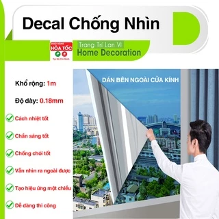 Giấy dán kính một chiều chống nhìn cho cửa, giấy decal dán kính phản quang có sẳn keo khổ 1m