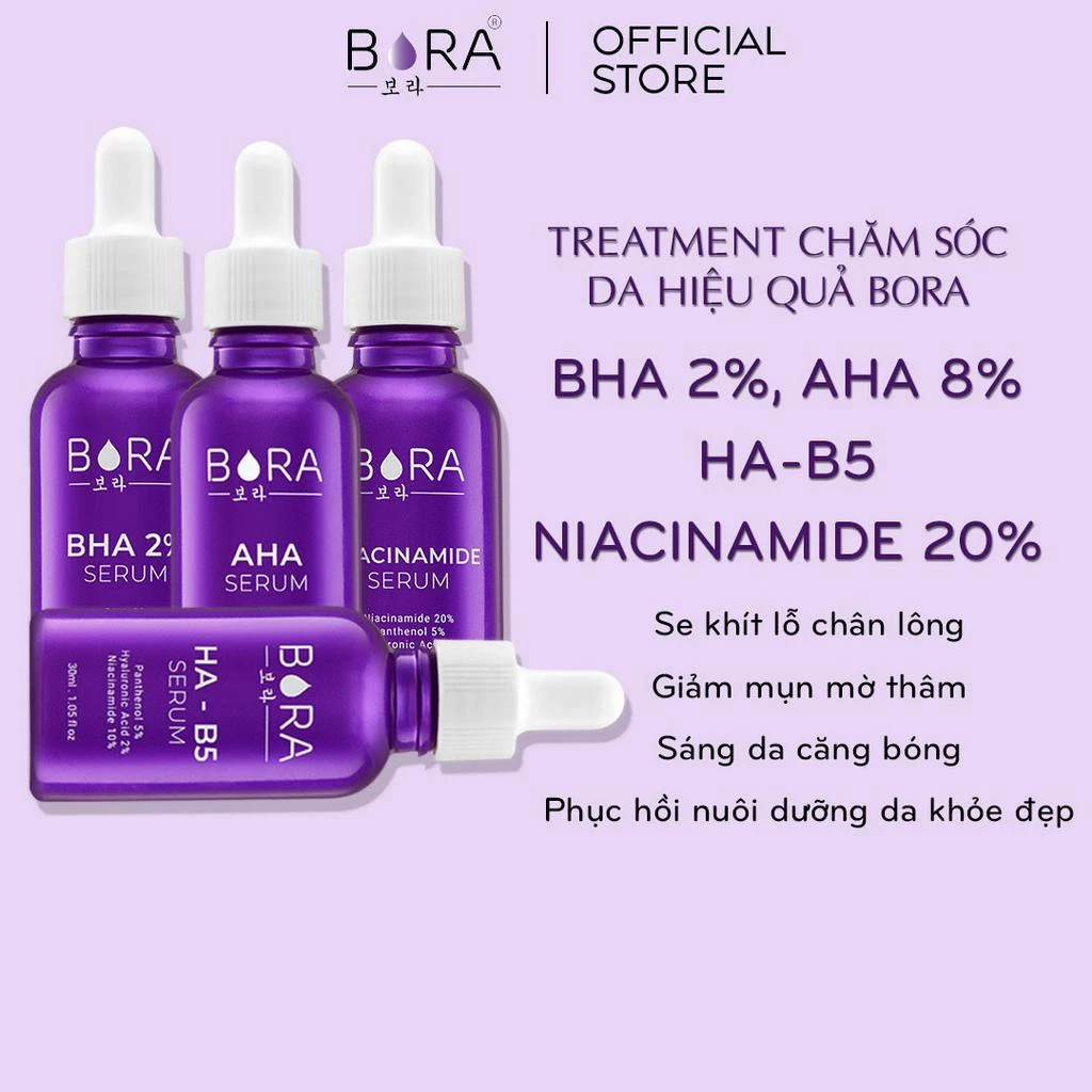 Treatment Serum Tinh Chất BORA Dưỡng Trắng Da Cấp Ẩm Ngăn Ngừa Mụn Se Khít Lỗ Chân Lông Lọ 30ml