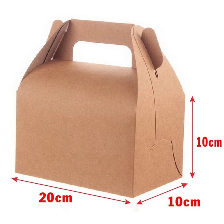 100 Hộp giấy kraft có quai xách 20x10x10cm 100 cái B202-N