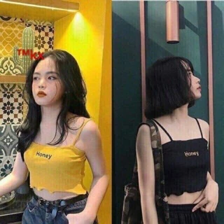 Áo 2 Dây Cuốn Biên Thêu honey - Form Croptop - AD03