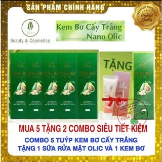 Combo 5 Hộp kem Bơ Olic tặng kèm 2 sản phẩm - kem bơ Olic cấy trắng chống nắng