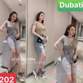 QUẦN SHORT SỌT JEAN LỬNG KIỂU NGỐ NỮ CHẤT BÒ XANH WASH RÁCH LƯNG CAO NÂNG MÔNG - DDB 202 - DUBATI FASHION