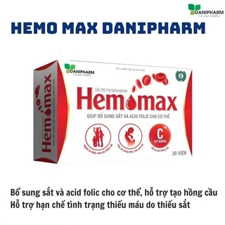 Viên uống cho bà bầu bổ sung Sắt và Acid Folic - Hemomax DANIPHARM hộp 30 viên