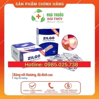 Băng vết thương cá nhân Zilgo Hộp 30 miếng size to 3.8 x 7.2 cm - băng dính y tế cầm máu, các vết trầy xước