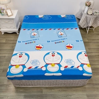 (Freeship 50k) 🍒 Lẻ Ga trải giường kích thước 1m2 1m6 1m8 2m2 ploy cotton nhiều mẫu - Mẫu Doraemon tem thư, ib chọn mẫu