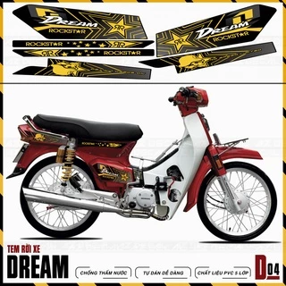 Tem Chế Dán Xe Dream 110 100 Thiết Kế Rockstar | D4 | Tem Rời Xe Dream Việt, Thái Chống Nước, Bền Màu