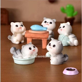 Mô hình mèo ú siêu quậy trang trí tiểu cảnh Dollhouse, nhà mô hình