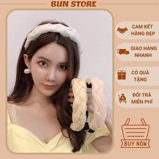 Bờm xược cài tóc cute băng đô tóc nữ rửa mặt thời trang trơn tết voan dạng dây bện thiết kế đơn giản