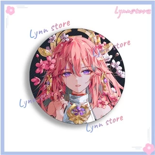 58mm Genshin Impact Badge Arataki Itto Yae Miko Anime Hình Trâm cài áo Cosplay Phụ kiện hoa dễ thương cho quần áo Ba lô Ghim quà