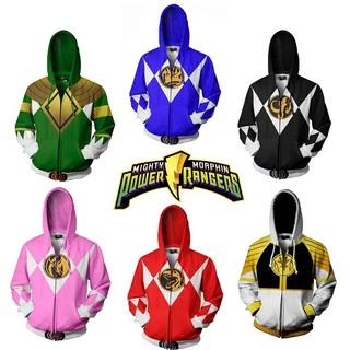 Áo Khoác Hoodie In Họa Tiết 3D Hóa Trang Nhân Vật Morphin Power Rangers