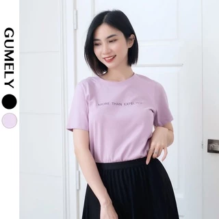 Áo thun nữ đẹp chữ đơn giản phông cotton basic cổ tròn ngắn tay Gumely ViAnh dạo phố đi học đi chơi