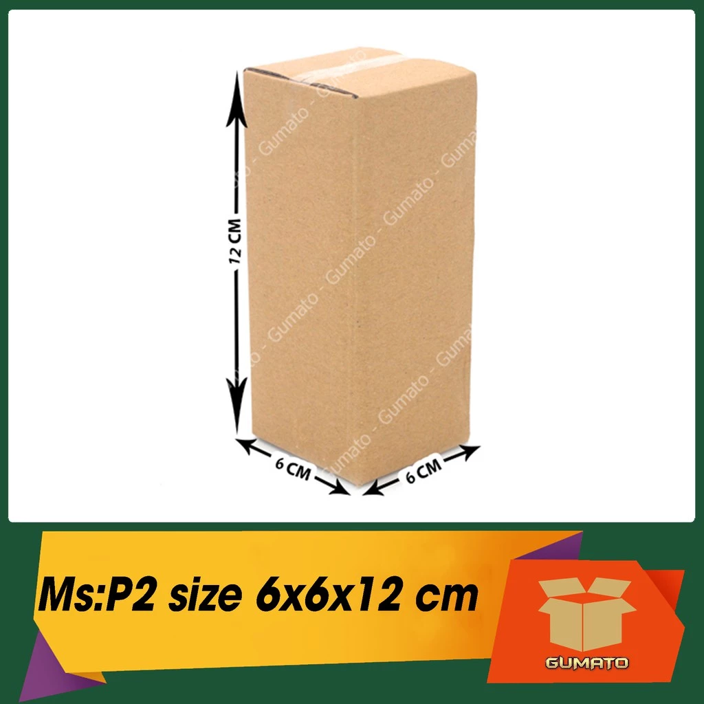 Size 6x6x12 cm, hộp giấy thùng carton gói hàng tại Gumato (Mã số P2)