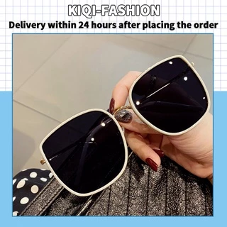 (KIQI-FASHION) COD Kính Mát Gọng Vuông Kim Loại Chống Tia UV Phong Cách Cổ Điển Thời Trang Unisex