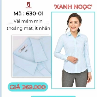 Áo Thái Hòa màu xanh ngọc sọc nhuyễn mịn mát 630