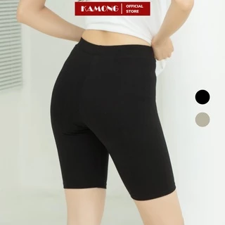 Quần legging đùi nữ KAMONG vải cotton dẻo co dãn tốt cạp cao dáng ngắn LG001