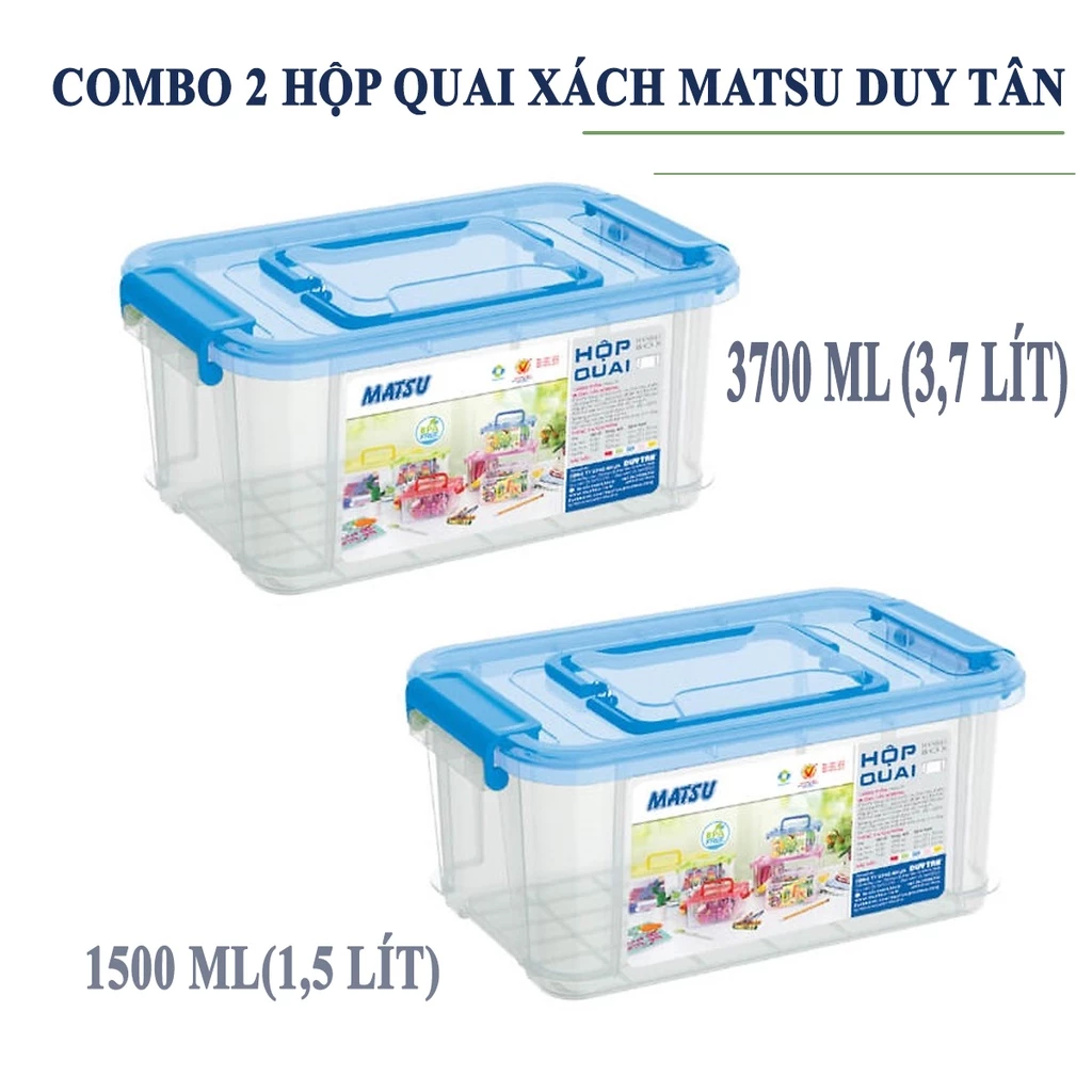 COMBO 2 HỘP DUY TÂN 3700ml(3,7 LÍT) + 1500ml(1,5 LÍT) CÓ NẮP, QUAI XÁCH TIỆN LỢI