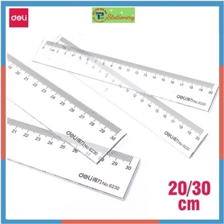 Thước kẻ nhựa 20cm, 30cm Deli, trong suốt - 1 chiếc - E6220, 6230