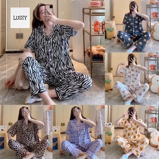 Đồ Bộ Nữ Pijama Mặc Nhà Cộc Tay Chất Thun Sữa Mịn Siêu Xinh, Bộ Đồ Ngủ Tay Ngắn Quần Dài Phong Cách Uzlang